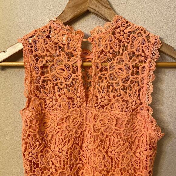 NWT BLVD Peach Cocktail Dress Lace Crochet Women's Sz S Formal Short Sleeveless - Picture 8 of 12